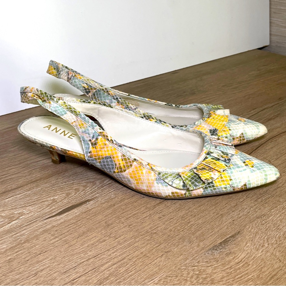 Women’s 9M Anne Klein Akelanore Pastel Snake Skin Slingback Kitten Heels